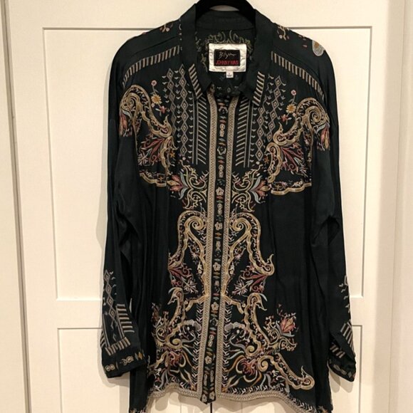 Johnny Was Biya Green Embroidered Button up Tunic Top - Picture 5 of 5